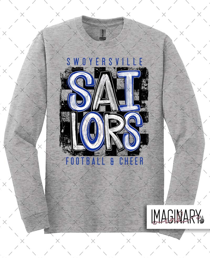 checkered sailors long sleeve sport grey Swoyersville Sailors - Checkered Design - Sport Grey Long Sleeve - Image 1