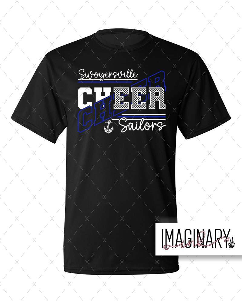 CHEER CROSSED WORDS DRI FIT BLACK Swoyersville Sailors Cheerleading- Crossed Words - Dri-fit T-shirt - Image 1