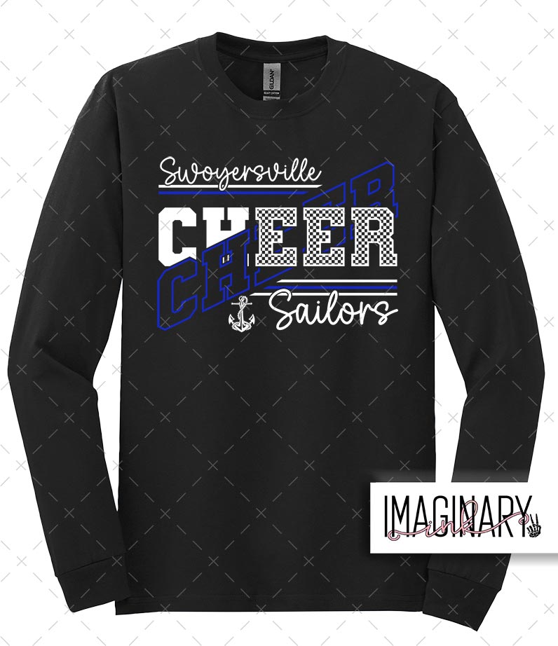 CHEER CROSSED WORDS LONG SLEEVE BLACK Swoyersville Sailors Cheerleading - Crossed Words - Long Sleeve - Image 1