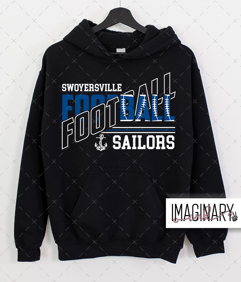 CROSSED WORDS HOODIE BLACK Swoyersville Sailors Football – Crossed Words – Hoodie - Image 1