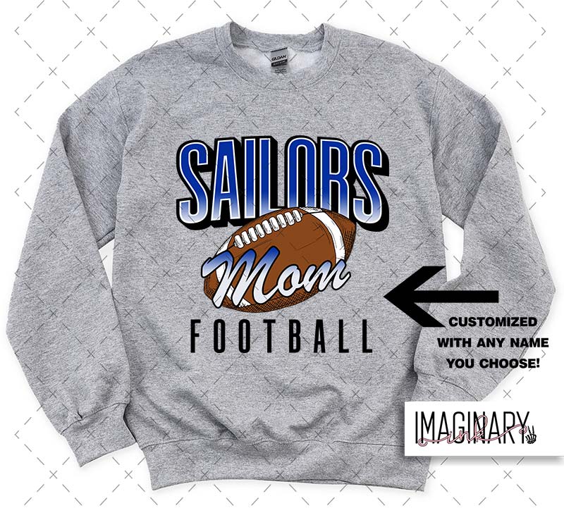 FOOTBALL NAME CRENECK SPORT GREY Swoyersville Sailors Football - FB Name - Sport Grey Crewneck - Image 1