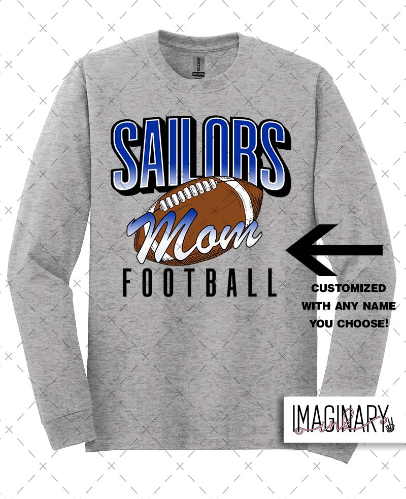 FOOTBALL NAME LONG SLEEVE SPORT GREY Swoyersville Sailors Football - FB Name - Sport Grey Long Sleeve - Image 1