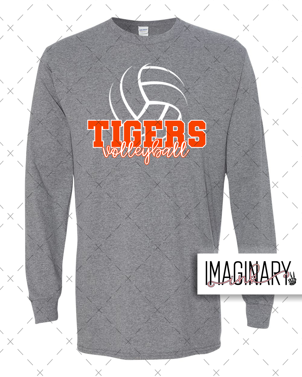 graphite long sleeve front Tunkhannock Tigers Volleyball – Graphite Grey Long Sleeve - Image 1