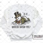 School Design - Is It Winter Break Yet - White Crewneck