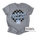 Lighthouse T-Shirt - Checkered Logo - Graphite Heather