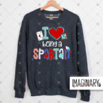 WVW Dana Street - Love Being A Spartan (BLUE Design) - Dark Heather Grey Crewneck