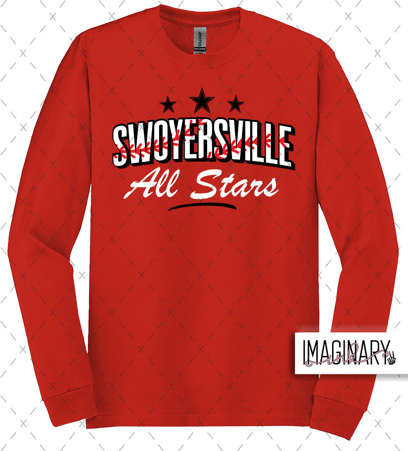 RED LONG SLEEVE FRONT Swoyersville All Stars - RED Long Sleeve - Image 1