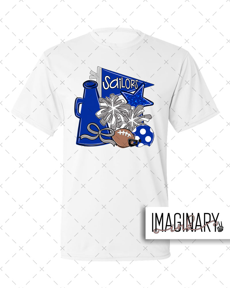 SAILORS CHEER DRI FIT WHITE Swoyersville Sailors Cheerleading- Fun Cheer - White Dri-fit T-shirt - Image 1