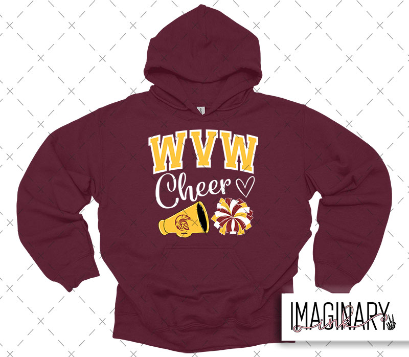 WVW CHEER HOODIE MAROON WVW Cheer - CHEER - Maroon Hoodie - Image 1